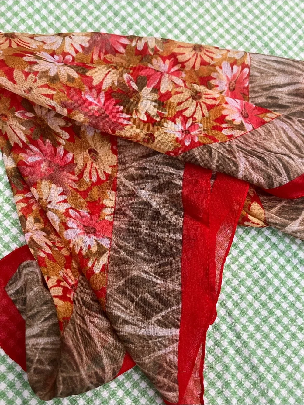Lightweight scarf forest trees and red